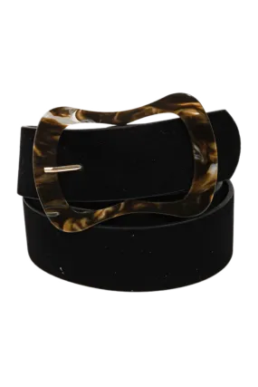 Abstract Buckle Velvet Belt