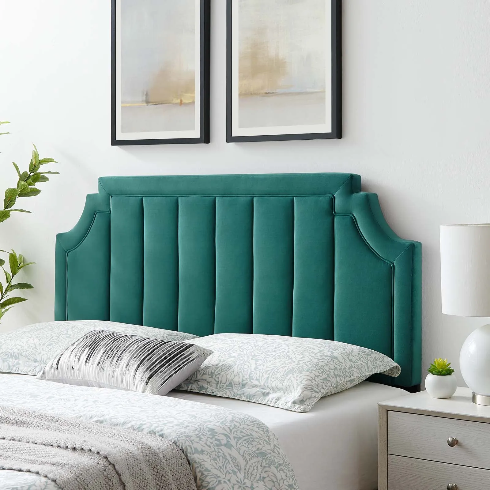 Alyona Channel Tufted Performance Velvet Headboard