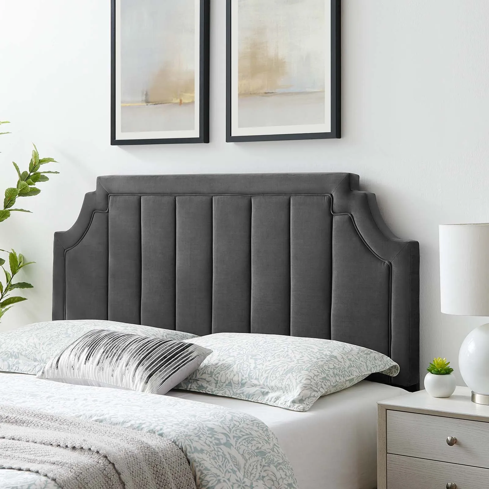 Alyona Channel Tufted Performance Velvet Headboard