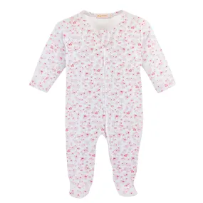 Baby Club Chic - Pink Begonias Zip Footie