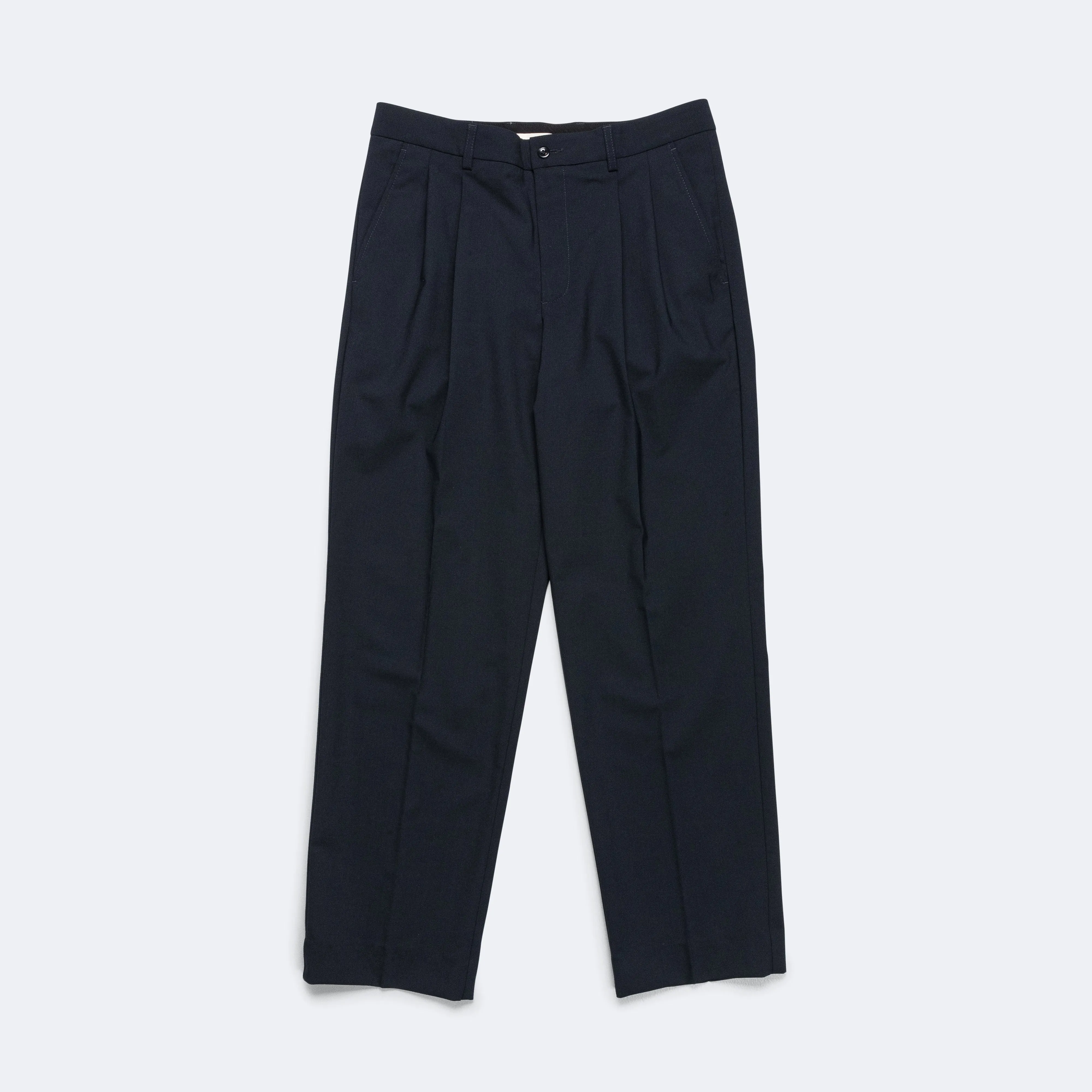 Benn Relaxed Light Wool Pleated Trouser - Dark Navy