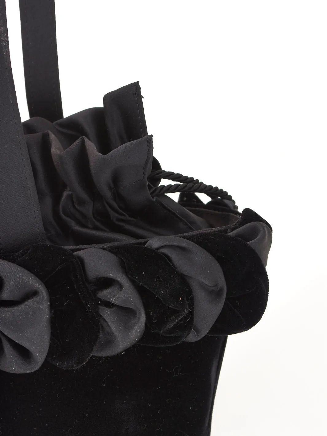 Black velvet bucket bag