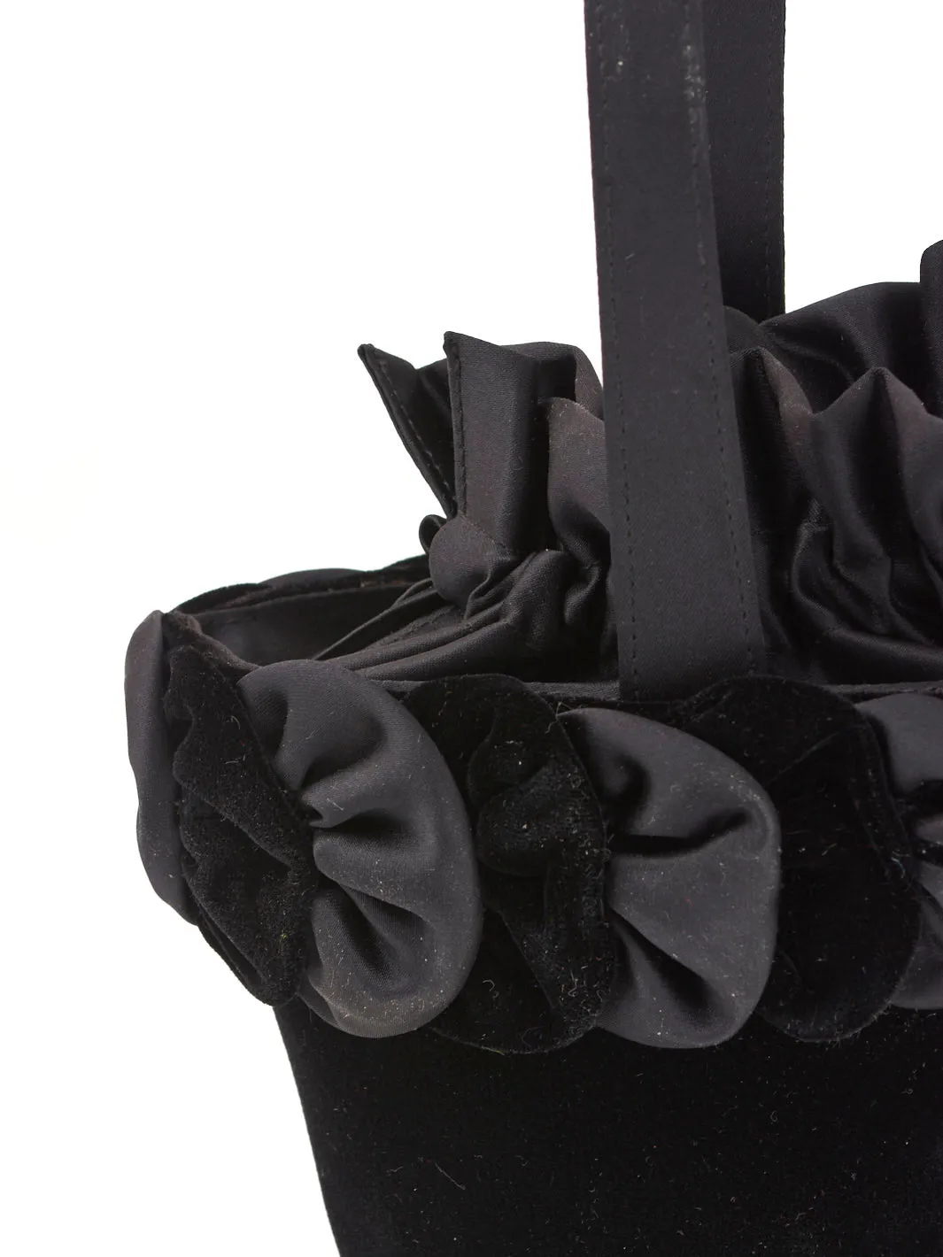 Black velvet bucket bag