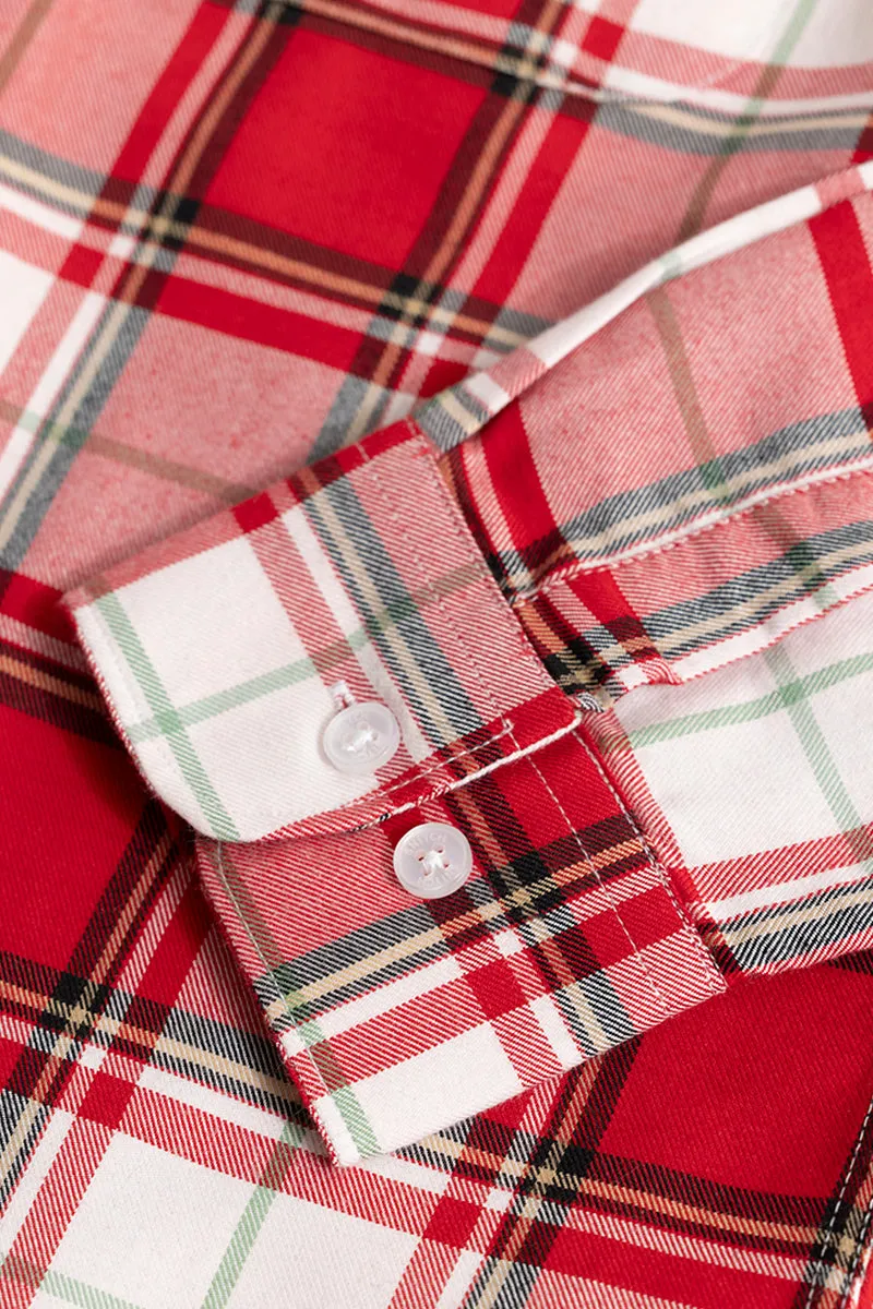 Bold Block Line Candy Red Checks Shirts