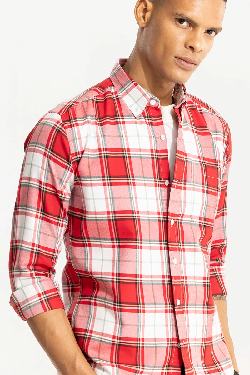 Bold Block Line Candy Red Checks Shirts