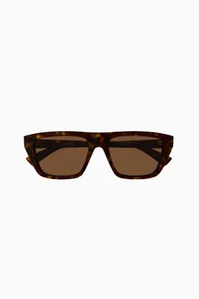 Bottega Veneta Sleek Square Framed Sunglasses - Havana