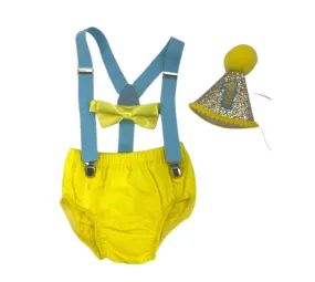 Bright yellow & Aqua  Smash Cake Outfit