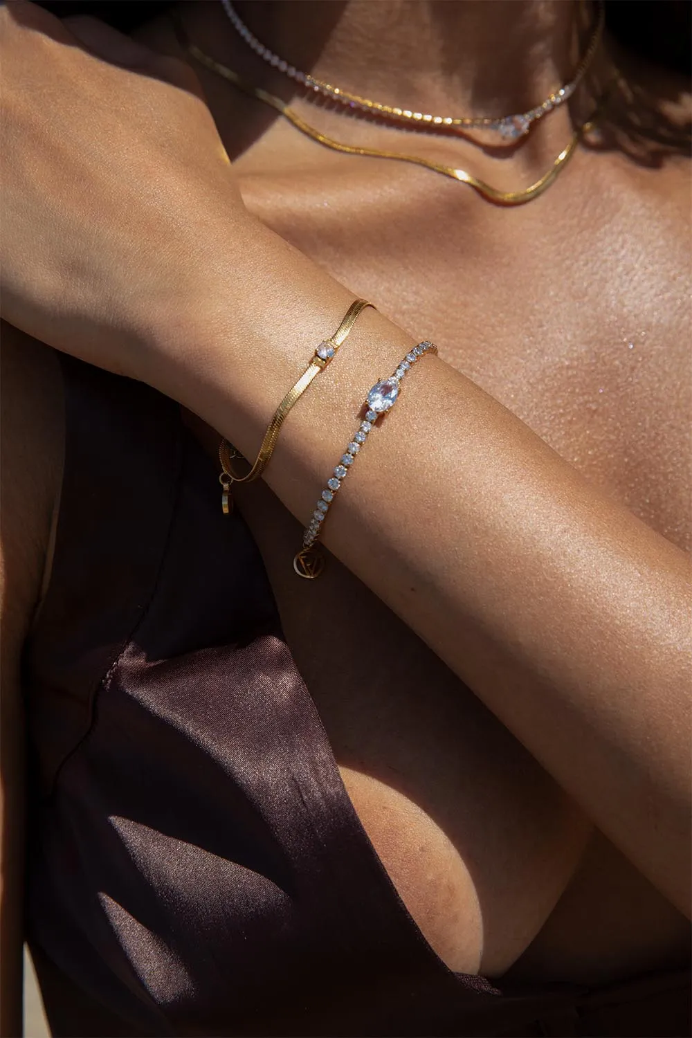 Brilliant Sleek Bracelet 14K Gold Plated