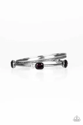 City Slicker Sleek Purple Rhinestone and Silver Bangle Set - Paparazzi Accessories