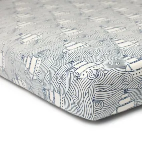 Fitted Crib Sheet - High Seas Navy