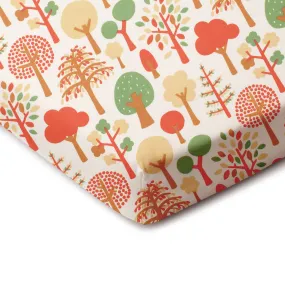 Fitted Crib Sheet - Trees Green & Orange