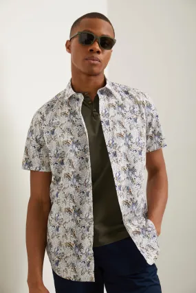 Fitted palm tree leaves print shirt