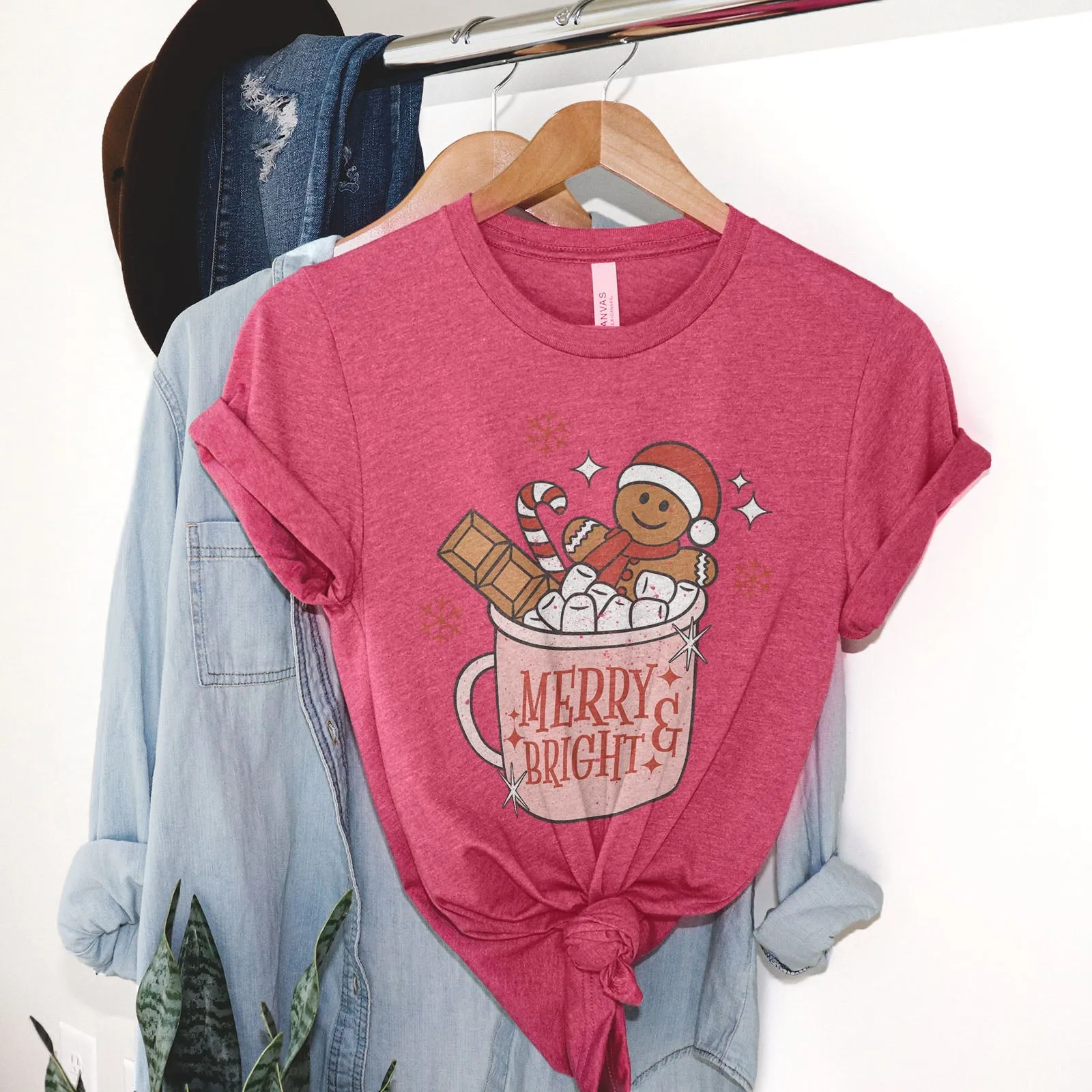 Free - Gift Gingerbread Merry and Bright Tee