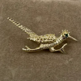 Gold Roadrunner Brooch Vintage