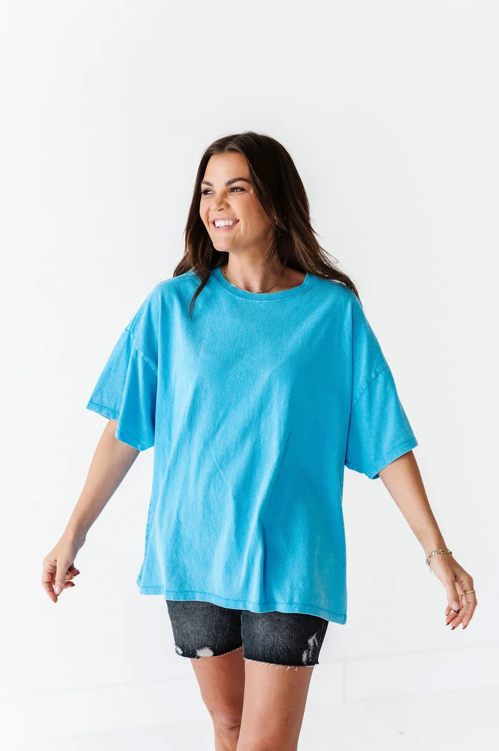 Lisa Oversized Boyfriend Tee in Bright Blue