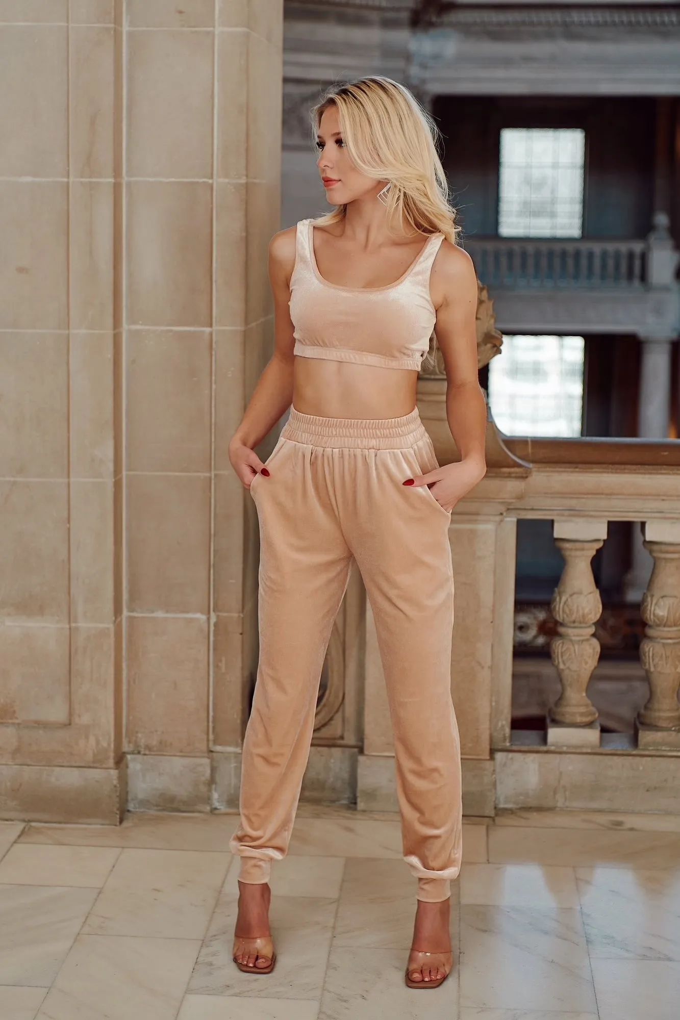 Maya Velvet Pant Set - Ivory