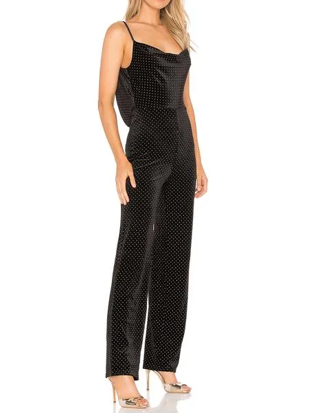 Privacy Please Carroll Velvet Jumpsuit Black