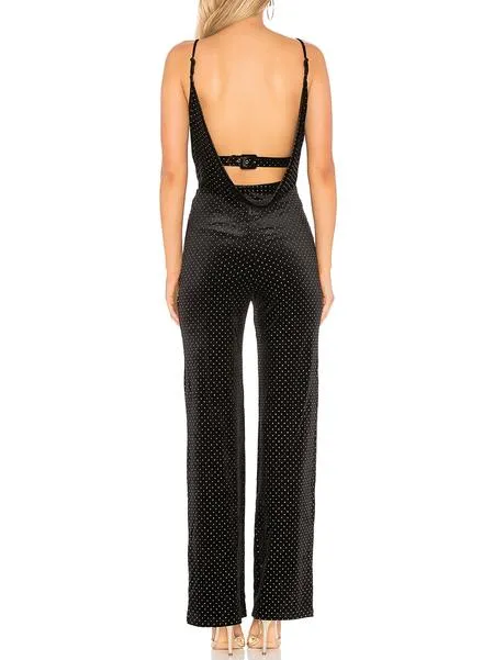 Privacy Please Carroll Velvet Jumpsuit Black