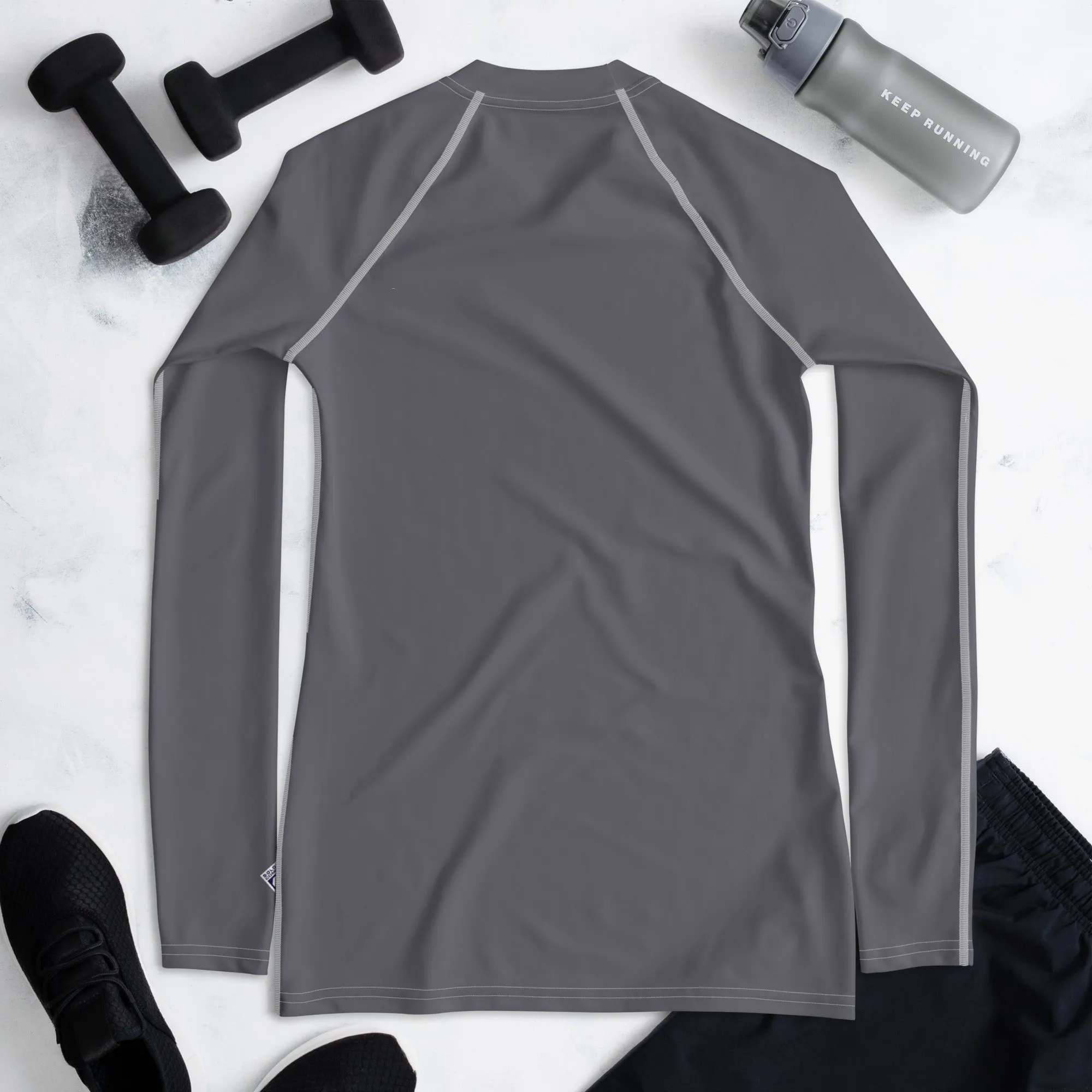 Sleek Sophistication: Women's Solid Color Long Sleeve Rash Guard - Charcoal