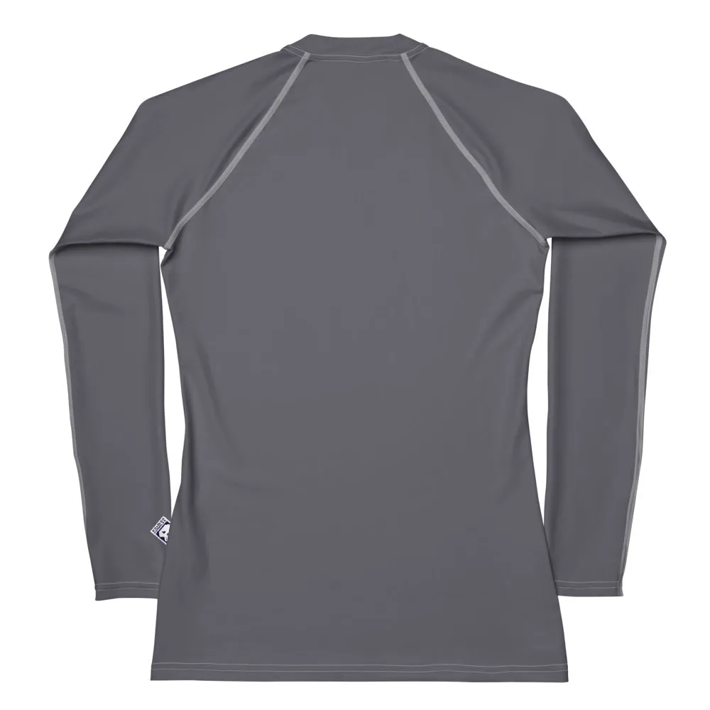 Sleek Sophistication: Women's Solid Color Long Sleeve Rash Guard - Charcoal