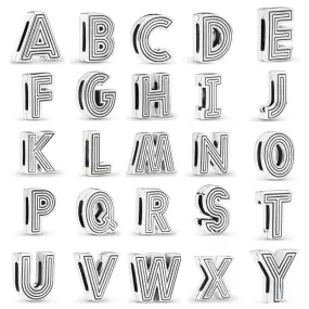 Sleek Sterling Silver Alphabet Letter Charm DIY For Jewelry