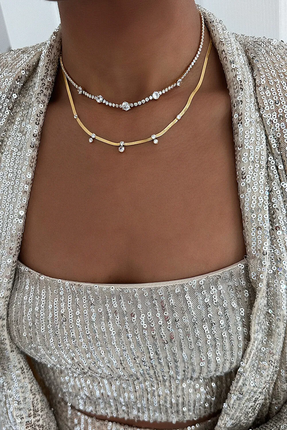 Sparkle Sleek Necklace 14K Gold Plated